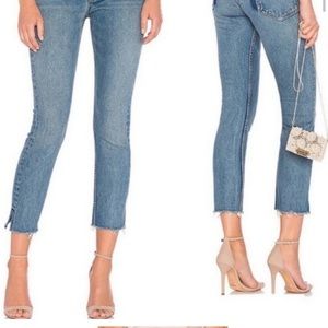 GRLFRND Karolina High‎ Waist Straight Leg Jeans with Button Fly and Boot Slit